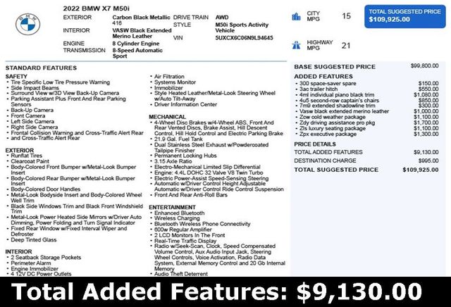 2022 BMW X7 M50i Sports Activity Vehicle - 22865202 - 2