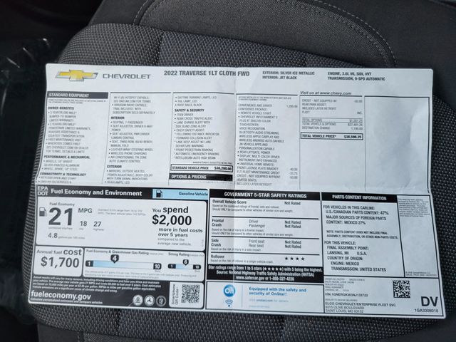 2022 Chevrolet Traverse LT Sport Utility 4D - 22538440 - 39