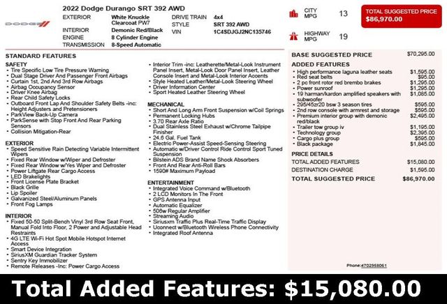 2022 Dodge Durango SRT 392 AWD - 22929205 - 2