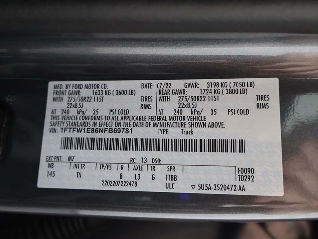2022 Ford F-150 Limited 4WD SuperCrew 5.5' Box - 22899628 - 61