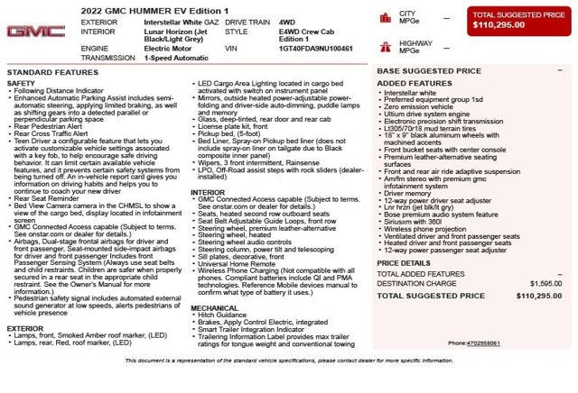 2022 GMC HUMMER EV e4WD Crew Cab Edition 1 - 22858192 - 2