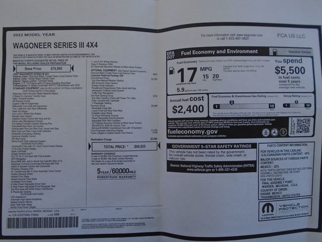 2022 Jeep Wagoneer Series III 4x4 - 22939933 - 56