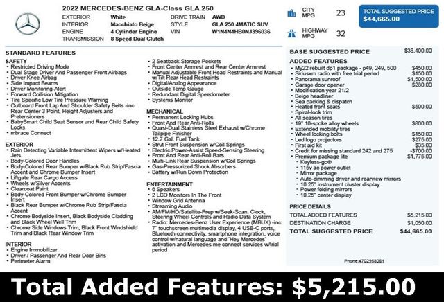 2022 Mercedes-Benz GLA GLA 250 4MATIC SUV - 22853009 - 2