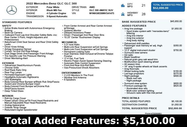 2022 Mercedes-Benz GLC GLC 300 4MATIC SUV - 22909235 - 2