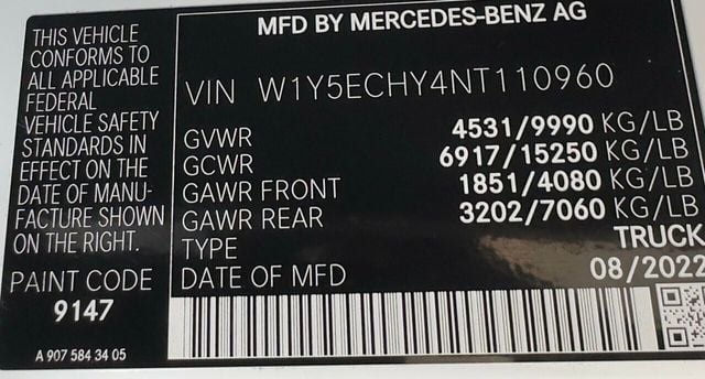 2022 Mercedes-Benz Sprinter Cargo Van 3500 High Roof V6 170" RWD - 22304962 - 61