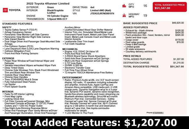 2022 Toyota 4Runner Limited 4WD - 22831066 - 2