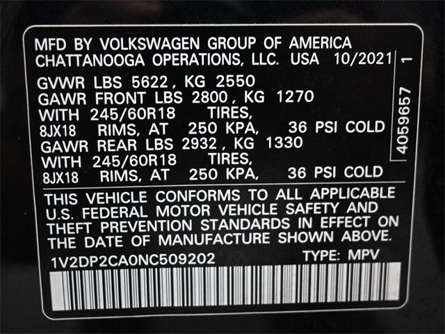2022 Volkswagen Atlas 2.0T SE FWD - 22922510 - 3