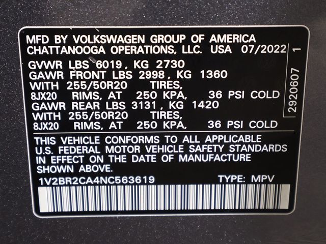 2022 Volkswagen Atlas 3.6L V6 SEL 4MOTION - 22922214 - 63