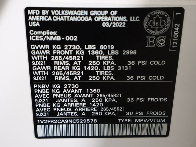 2022 Volkswagen Atlas 3.6L V6 SEL Premium R-Line 4MOTION - 22927719 - 67