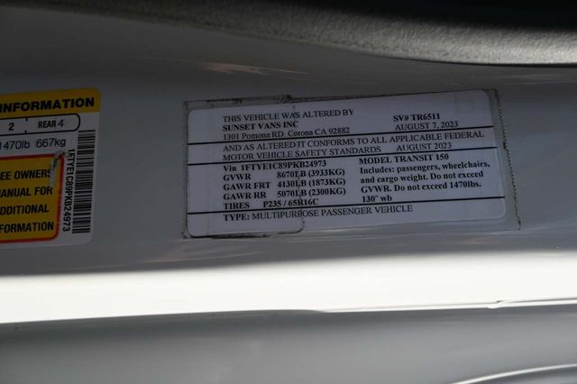 2023 Ford Transit Cargo Van XL Medium Roof Mobility Handicap Van - 22851045 - 31