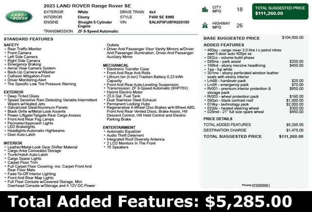 2023 Land Rover Range Rover P400 SE SWB - 22846487 - 2