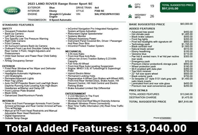 2023 Land Rover Range Rover Sport P360 SE - 22865238 - 2
