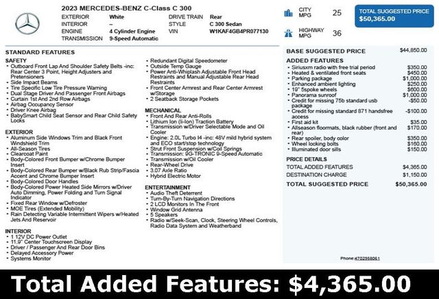 2023 Mercedes-Benz C-Class C 300 Sedan - 22923962 - 2