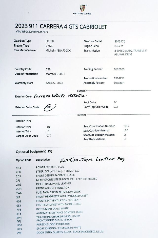 2023 Porsche CARRERA 4GTS CAB CARRERA WHITE...SORRY SOLD!! - 22707449 - 19