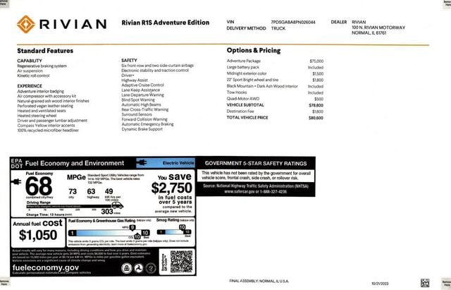 2023 Rivian R1S Adventure Quad-Motor Large Pack - 22938169 - 2