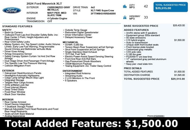 2024 Ford Maverick XLT FWD SuperCrew - 22923936 - 2