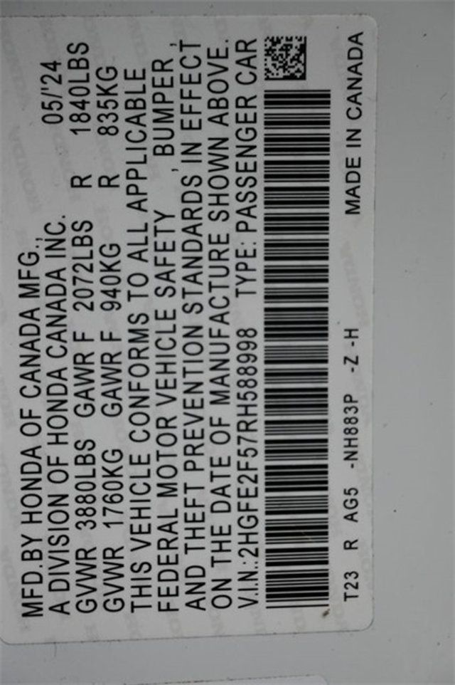 2024 Honda Civic Sedan Sport CVT - 22913742 - 3