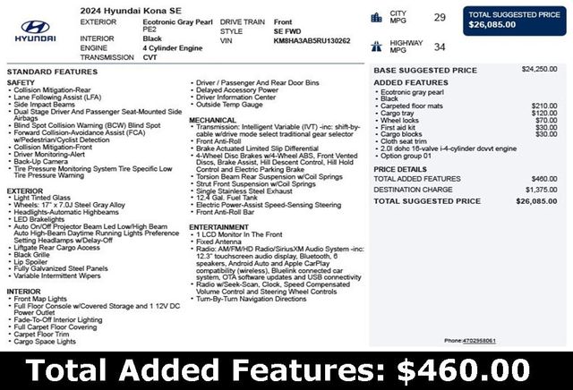 2024 Hyundai Kona SE - 22874691 - 2