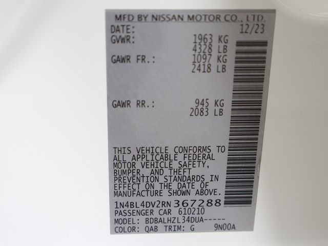 2024 Nissan Altima 2.5 SV Sedan - 22926635 - 45