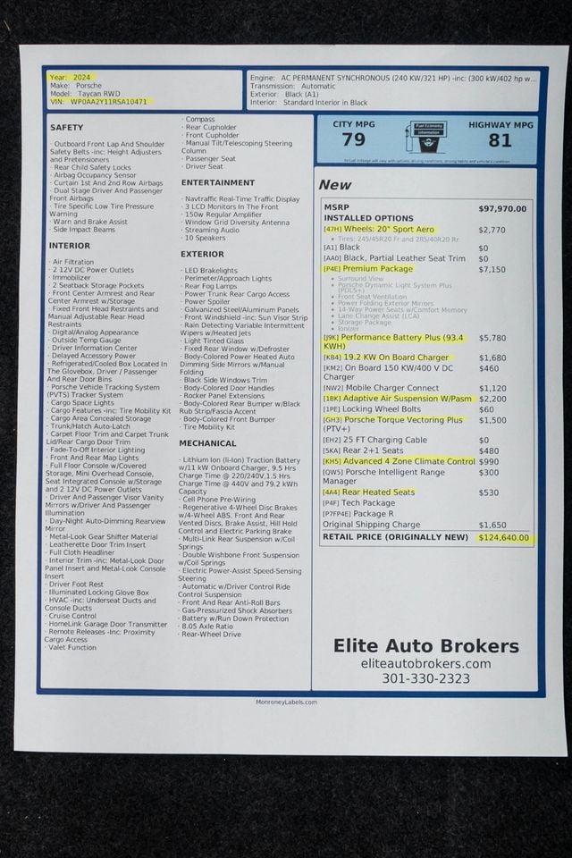 2024 Porsche Taycan RWD - 22937451 - 52