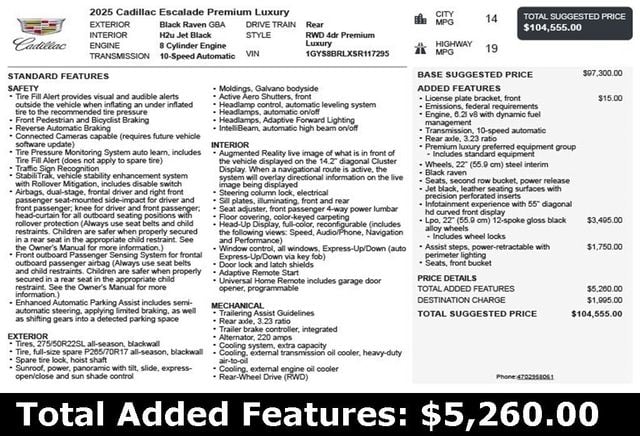 2025 Cadillac Escalade RWD 4dr Premium Luxury - 22871680 - 2