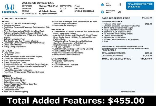 2025 Honda Odyssey EX-L Automatic - 22904595 - 2