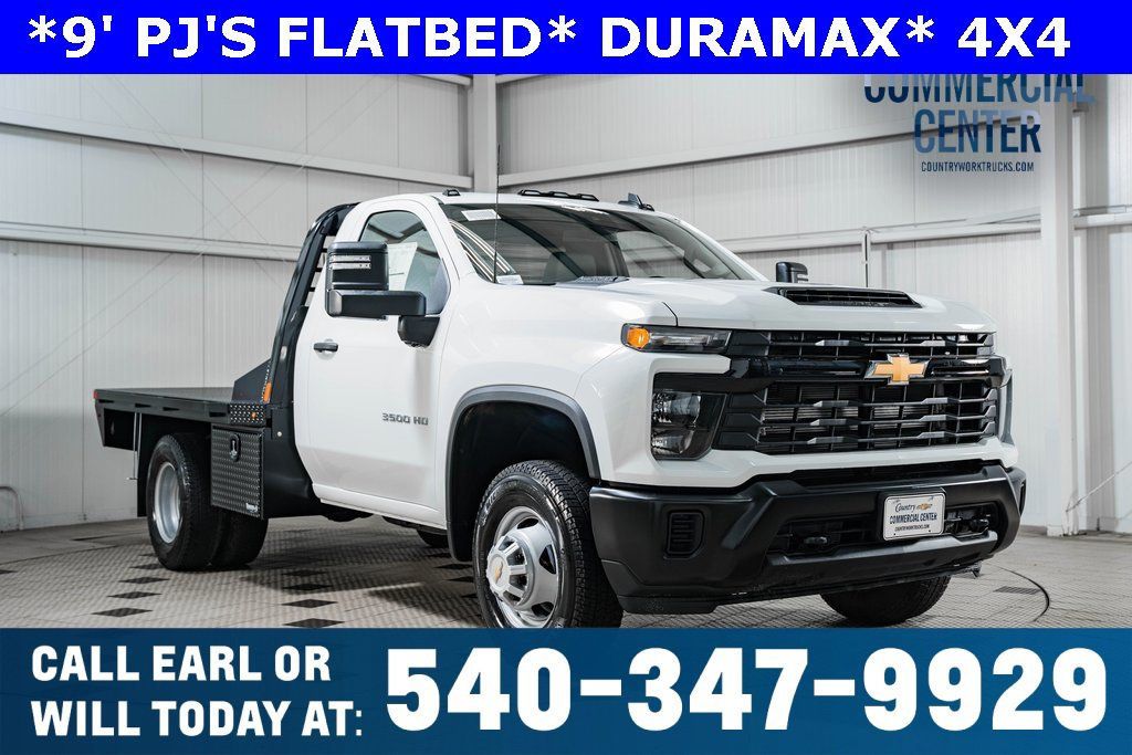 Summit White 2025 Chevrolet Silverado 3500HD Chassis Work Truck Regular Cab 4WD Pickup Truck Four-Wheel Drive Automatic
