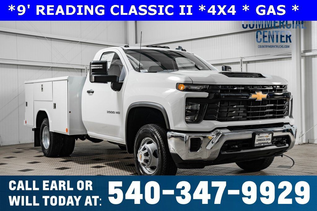 Summit White 2025 Chevrolet Silverado 3500HD Chassis Work Truck Regular Cab 4WD Pickup Truck Four-Wheel Drive Automatic