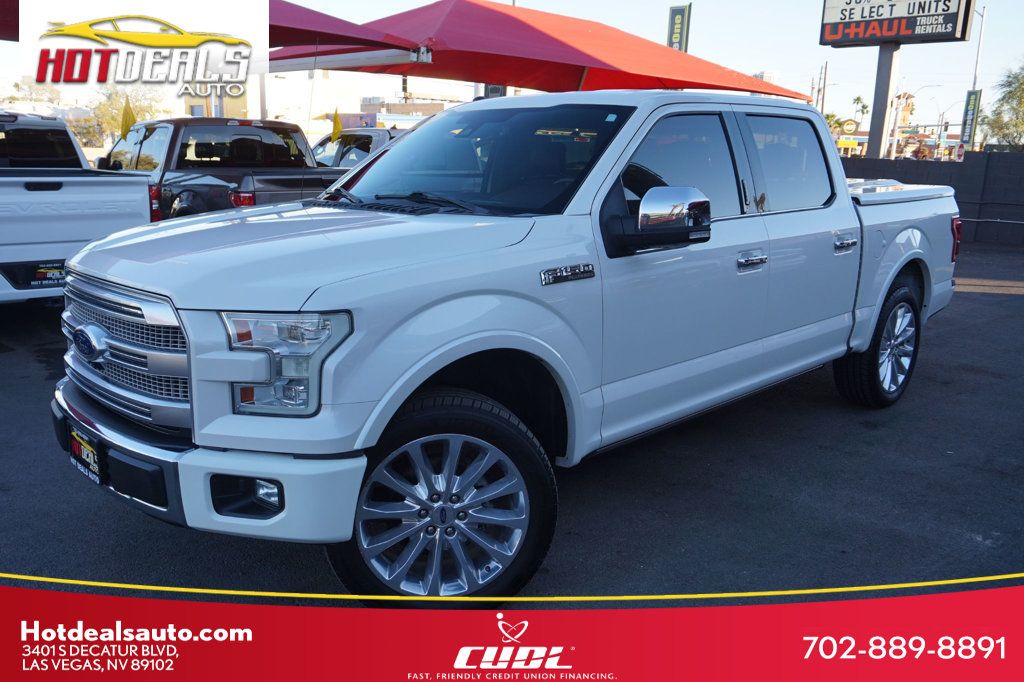 White 2016 Ford F-150 Platinum SuperCrew Pickup Truck 4X2 Automatic