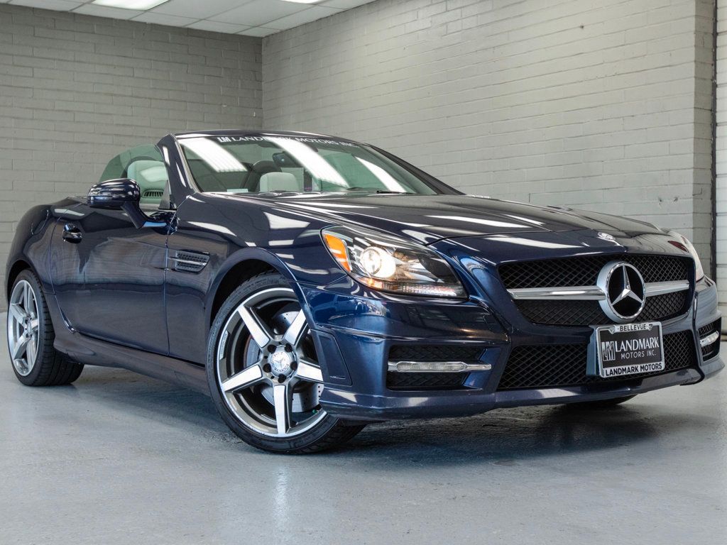 Lunar Blue Metallic 2015 Mercedes-Benz SLK 250 Convertible Rear-Wheel Drive 7-Speed Automatic