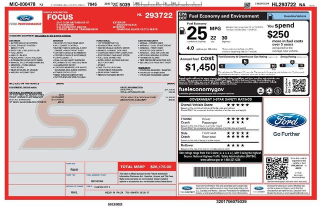 2017 FORD Focus Hatchback - $14,985