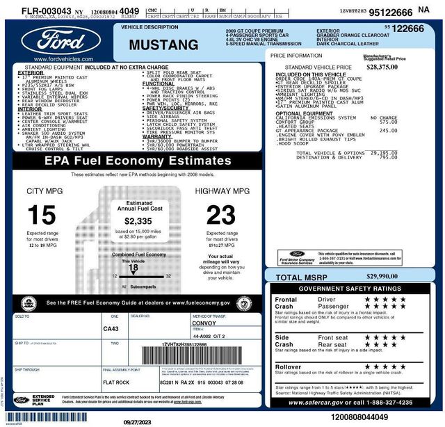 2009 FORD Mustang Coupe - $16,985