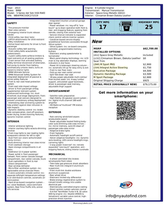2013 BMW 5 Series - $19,822