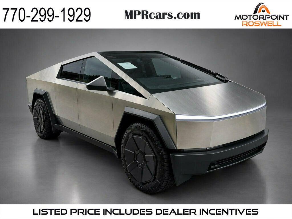 Silver 2024 Tesla Cybertruck Pickup Truck All-Wheel Drive Automatic