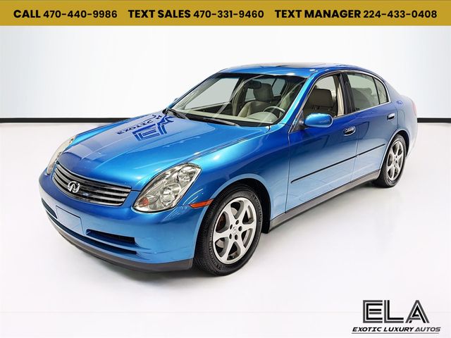 Caribbean Blue 2003 INFINITI G35 Sedan RWD with Leather Sedan Rear-Wheel Drive 5-Speed Automatic