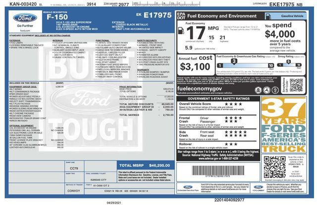 2014 Ford F150 SuperCrew Cab XLT Pickup 4D 5 1/2 ft - 20756215 - 49