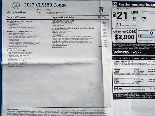 2017 Mercedes-Benz CLS CLS 550 Coupe - 16670630 - 9