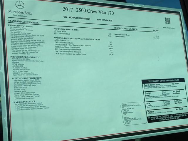 2017 Mercedes-Benz Sprinter Passenger Van 2500 High Roof V6 170" RWD - 16752347 - 9