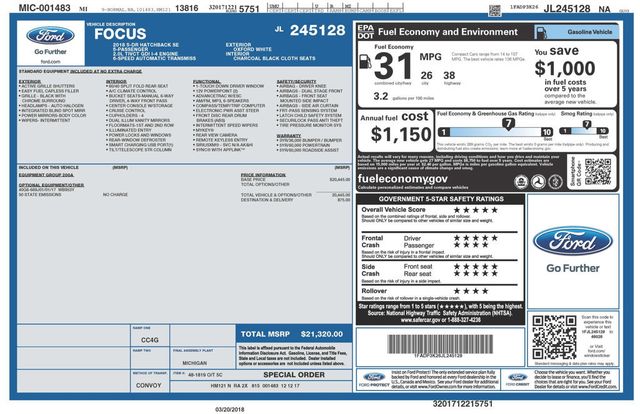 2018 Ford Focus SE Hatchback 4D - 22429834 - 30