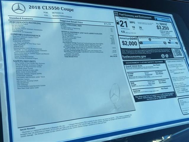 2018 Mercedes-Benz CLS CLS 550 Coupe - 16903750 - 9