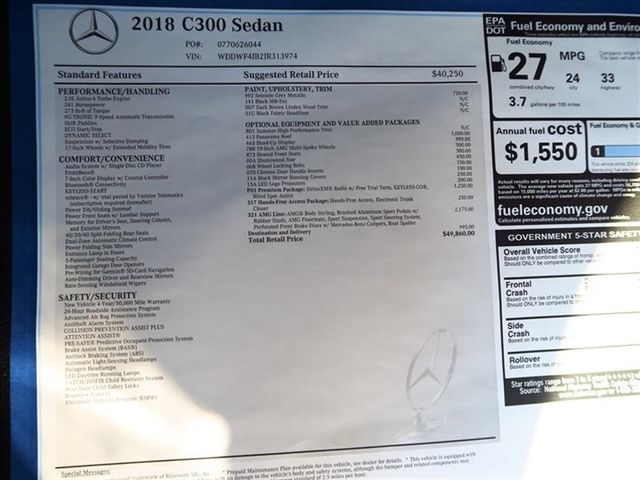 2018 Mercedes-Benz C-Class C 300 Sedan - 17021426 - 9