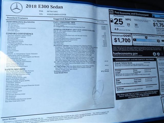 2018 Mercedes-Benz E-Class E 300 RWD Sedan - 17017423 - 9