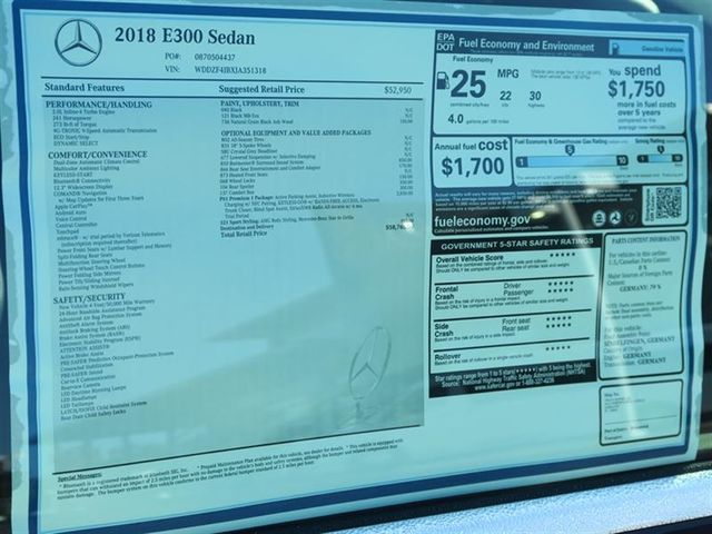 2018 Mercedes-Benz E-Class E 300 RWD Sedan - 17021425 - 9