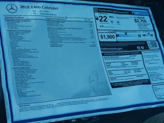 2018 Mercedes-Benz E-Class E 400 RWD Cabriolet - 16921614 - 9