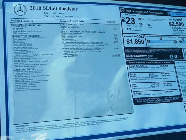 2018 Mercedes-Benz SL SL 450 Roadster - 17062104 - 9