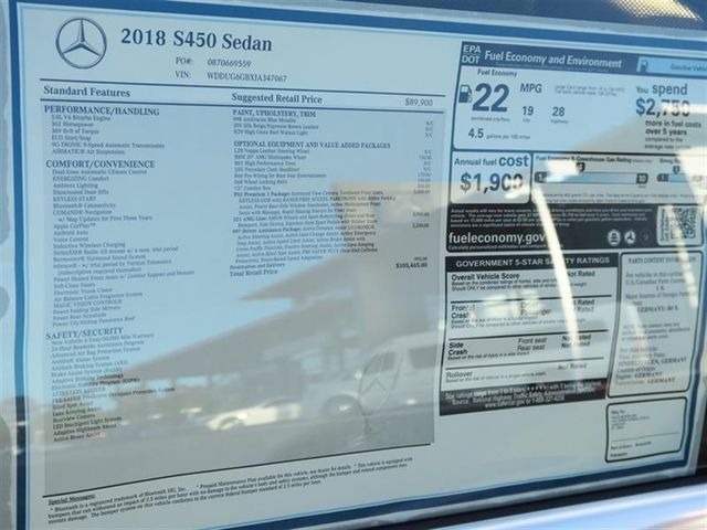 2018 Mercedes-Benz S-Class S 450 Sedan - 16921613 - 9