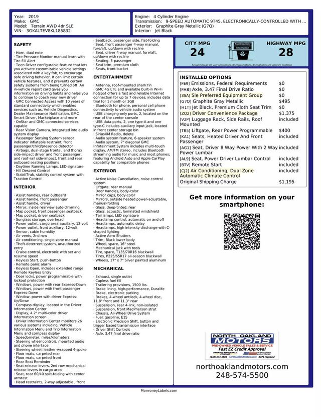 2019 GMC Terrain SLE Sport Utility 4D - 22648364 - 36