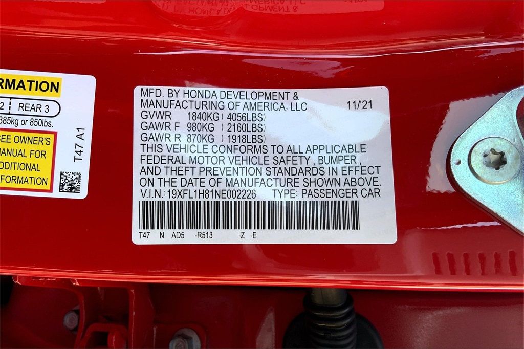 2022 New Honda Civic Hatchback Sport Touring CVT at PenskeCars.com 
