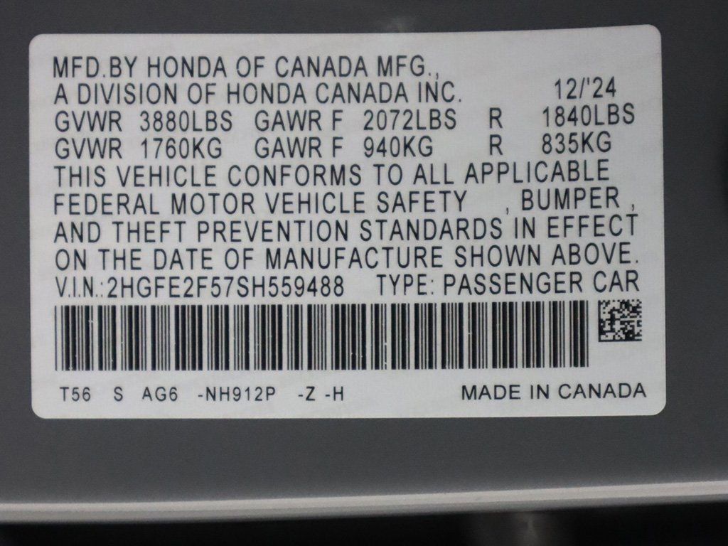 2025 Honda Civic Sedan Sport CVT - 22728236 - 43