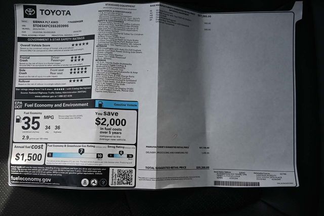 2025 Toyota Sienna Platinum AWD 7-Passenger - 22997872 - 37